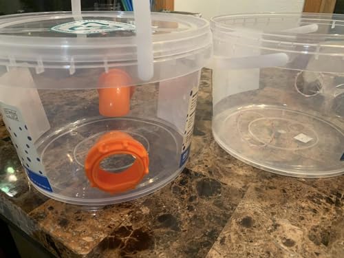 Quail & Chick Port Feeder by NWQuailFarm NO Waste Feed Saver for DIY Bucket Pail Bin Container Coturnix (4 Pack) Red