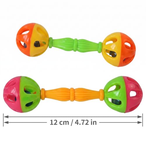 2 Pcs Bird Parrot Toy Rattle Birds Fun Exercise Plastic Double-Headed Bell Pet Toys Small and Medium Birds Foraging Foot Toy,Bird Toys, Pet Supplies