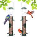 Metal Bird Feeder Tube Hanging Wild Bird Seed Feeder Aluminum Six Port Bird Feeders,1.4 mm Extra Thick Solid Tube Transparent with Steel Hanger Great for Attracting Birds (Green 2PK) - color: Green 2PK