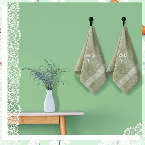 SmoothNovelty 2 Pcs Daisy Hand Towels Floral Bathroom Decor 14x29 Inch | Embroidered Bathroom Hand Towels, 100% Cotton, Soft Absorbent, Daisy Flower Bathroom Kitchen Decor - style: Daisy