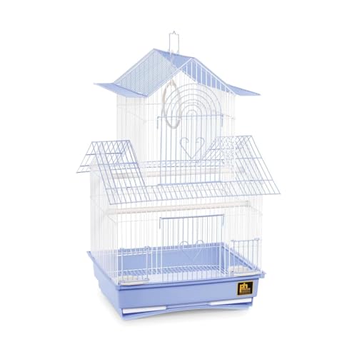 HomeStock Rustic Retreat Bird Cage with Natural Wood Accents, Durable Metal Construction, Spacious Interior, and Comfortable Features for Birds' Light Blue - color: Light Blue