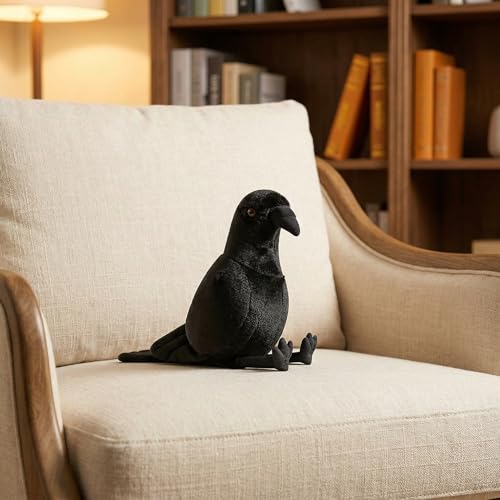 Crow Plush Toy - Realistic 12inch Black Crow Halloween Stuffed Animal, Cute Little Bird Raven Plush as Gift for Your Friends - style: Black Crow