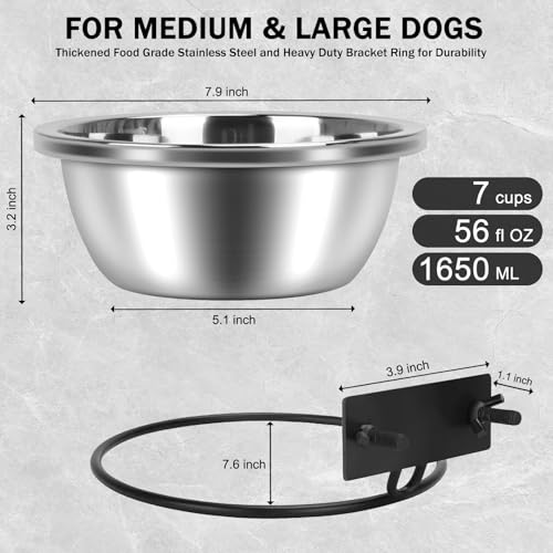Crate Bowls for Large Dogs, ShineMe Heavy Duty Hanging Dog Bowls for Kennel Cage Crates, No Spill Stainless Steel Dog Crate Water Bowl or Large and Medium Dogs, 56oz, Set of 2 - color: Silver (56oz+56oz)