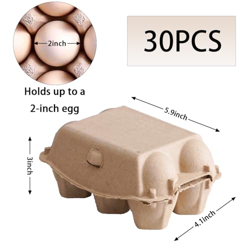 50 Pack Half Dozen Egg Cartons, Natural Pulp Egg Carton Bulk 6 Count for Chicken Eggs and Small Duck Eggs, Reusable, Protects, Egg Storage Containers for Home Kitchen and Farmhouse (50 PCS 6 Count) - color: 50 PCS 6 Count