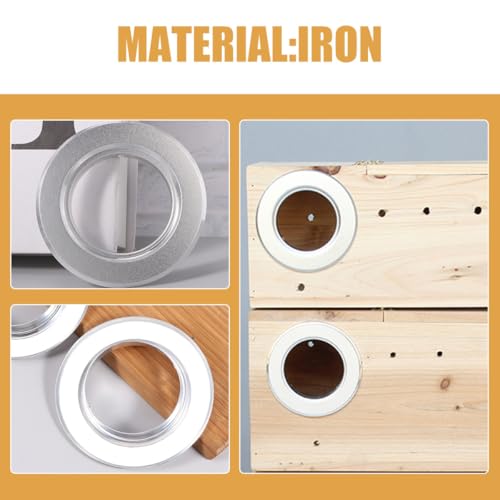 6Pcs Metal Bird House Hole Protectors and Predator Guards for Parrot Nest Box, 55Mm 75Mm Sizes, Breeding Box Protective Rings Replacement Accessories for Outdoor Birdhouses