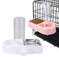 Love Dream Crate Dog Bowl, No Spill Kennel Hanging Pet Food Water Bowl Set | Automatic Water Dispenser and Removable Stainless Steel Bowls Raised Double Bowls for Indoor Cats, Rabbit, Small Medium Dogs - color: White