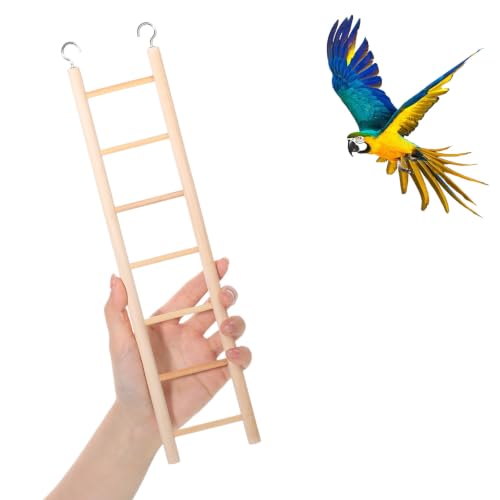 2 Pack Bird Ladder Wooden Bird Cage Ladder Birds Cage Accessories for Parakeets, Parrots, Cockatoo & Lovebirds (7 Step & 8 Step)