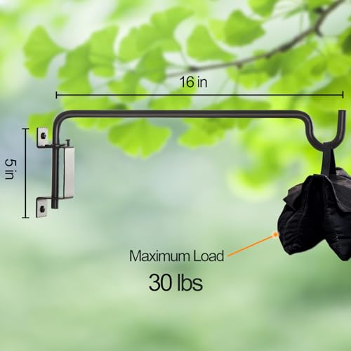 12 Inch Outdoor Hanging Brackets - 360° Swivel Plant Hanger with 12-Directional Adjustable Hook, Rust Resistant Solid Steel Wall Mount for Bird Feeders, Indoor/Outdoor Plants, Garden & Patio - color: Black, size: 12in-1-C-Swivel