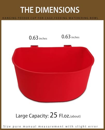 20 Pcs 25 fl.oz Durable Pet Feeder Bowls for Bird, Hamster, Rabbit, Chicken, Cat, Puppy Chicken Water Cups Hanging Rabbit Feeders for Cages Bird Dishes - size: Red 25 OZ Pack of 20