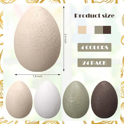 Gejoy 24 Pcs Easter Speckled Eggs Textured Plastic Eggs Neutral Easter Decor Pastel Fake Chicken Eggs Easter Bowl Basket Vase Fillers Rustic Spring Easter Decor for Home Table Egg Hunts (Neutral) - style: Neutral