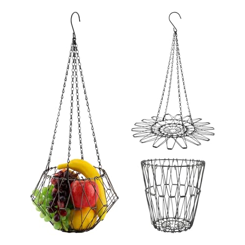 Hanging Chicken Feeder, 9.2 inches Large Poultry Vegetable Fruits Feeder Basket with 4Pcs Hanging Stainless Chain, Veggie Treat Ball for Chicken,Hens,Duck,Rabbit Coop(Size:2pcs) - size: 2pcs