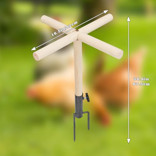 Chicken Perch for Coop, Wooden Chick Perch Stand with Metal Ground Plug, Chicken Coop Backyard Poultry Accessories, Suitable for Poultry Rooster Chicks Large Bird Parrot - size: 17 × 17 Inch