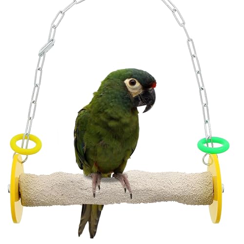 Sweet Feet and Beak Roll Bird Swing, Large, Outdoor Pedicure Perch, Yellow | Ceiling Mount, 11" Outdoor Bird Perch with Break Plastic Ends and Rings, Feet and Muscle Stimulation, Available in 5 Sizes - color: Yellow, size: 10.5" Large