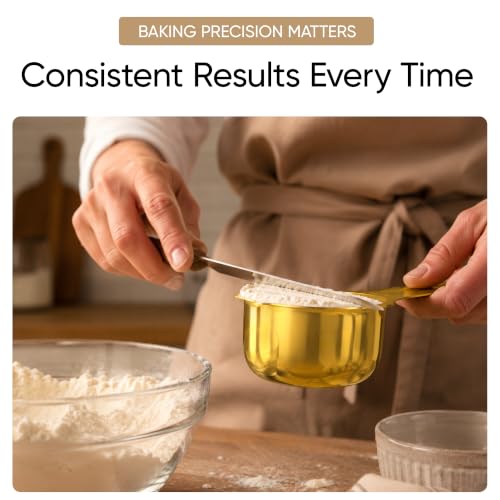 Color Up ⅓ Cup Measuring Cup (80 ml) – Premium Gold Stainless Steel, Accurate for Wet & Dry Ingredients, Embossed Markings, Easy-Pour Spouts, Dishwasher-Safe, Kitchen Essential - size: 1/3 Cup (80 ml) Gold