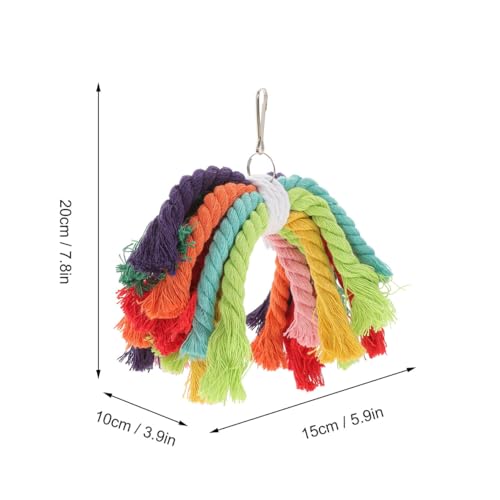 Bird Rope Chew Toy with Hanging Buckle Cotton Bird String Toy for Parrots Cockatiels and Parakeets Cage Hanging Chewing Plaything 7.87 X 5.90 X 3.93 in