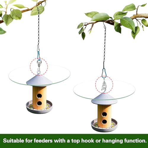 2 Set 11.2'' Clear Glass Squirrel Baffle Weather Guard for Hanging Hummingbird Feeder, Bird Feeder Snow/Rain Guard Protective Cover Dome for Outdoor Garden Yard Use