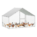 GarveeTech 6.6FT Height Walk-in Chicken Coop Metal, Large Chicken Run with Split Door, Triangular Brackets, Waterproof & UV Resistant Cover, Multi-Pet Outdoor Cage, Duck Houses for Outside Farm Yard - size: 6.5'L × 9.8'W × 6.6'H