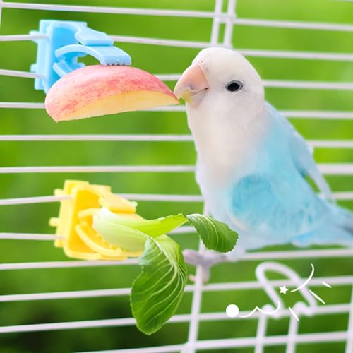 Parrot Fruit Vegetables Clip Feeder With Stable Cage Mount Durability For Bird Snacks - color: Yellow
