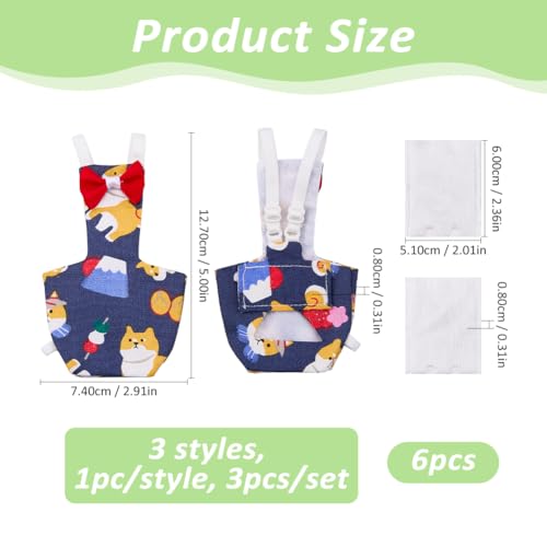 SUPERFINDINGS 3 Pack Bird Diaper Flight Suit Washable Parrot Nappy Reusable Nappy with Sponge Removable 2 Pads Cockatiel Clothes Cute Urine Wet Suit Costume for Parakeet Budgie Canary