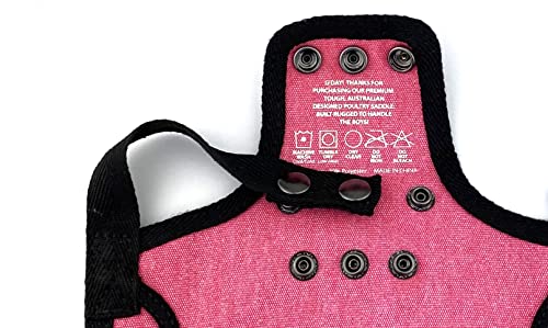DOWN UNDER OUTDOORS 4 Pack Medium-Large Chicken Saddle, Hen Apron (Mixed) | Adjustable Straps, Chicken Apron, Poultry Saver, Pet Supplies, Including Shoulder Cover, 14 oz Breathable Cotton Canvas - color: Burgundy, Pink, Blue and Green
