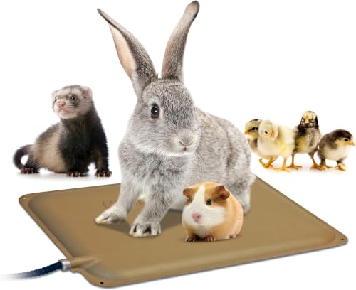 K&H Pet Products Small Animal Outdoor Heated Pad,Waterproof,Chew Resistant,Safety Listed,Indoor Outdoor Heater Warming Pad for Cat Houses,Rabbit Hutches,or Chick Brooders-12 X 9in Tan 25W (Pack of 12) - size: Petite 9 X 12 Inches (Pack of 12)