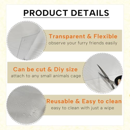 KEYIDE 6Pcs Plastic Pet Cage Liner 12” x 10” Clear Bunny Cage Urine Guard Guinea Pig Side Lining Sheet Rabbit Habitat Siding Ferret Scatter Guard Cage Accessories Simple but Essential