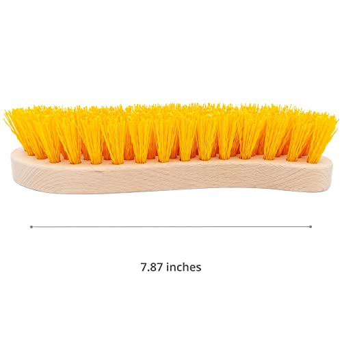 Scrub Brush - Stiff Bristle Brush for Deep Cleaning, Nylon Brush with Hard Bristle, Utility Hand Brush for Indoor and Outdoor, Wooden Scrubbing Brush, Hard Brush Heavy Duty Boot Hand Scrubber - size: 7.87"