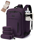 LOVEVOOK Travel Backpack for Women Men with Garment Bag, 40L Carry on Backpack as TSA Personal Item Flight Approved, Luggage Daypack Fits 17.3" Laptop, Overnight Business Weekender Travel Essential - color: Purple, size: 40L-17.3 Inch-4Pcs
