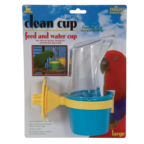 JW Pet Bird Cage Clean Cup Feeder & Water Cup Bird Accessory, Large (Assorted Colors) - size: Large