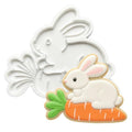 Easter Cookie Cutters Rabbit Carrot 3.5" with Plunger Stamps Handle Spring Holiday PLA Baking Molds Gifts Decorative Party Kitchen Cake Supplies - color: Rabbit Eats Carrot