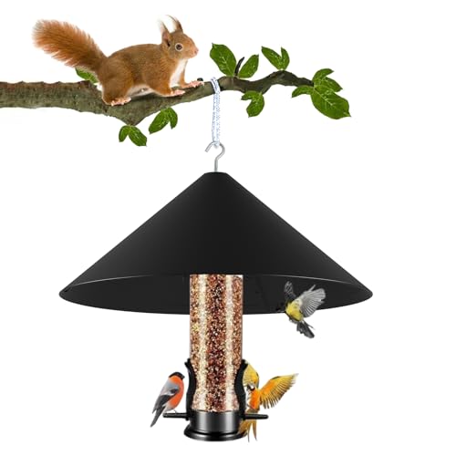 19 Inch Metal Squirrel Baffle for Bird Feeder | Hanging Baffles for Squirrel Proof Bird Feeders, Outdoor Cover Rain Guard, Rust Chew Proof Heavy Duty - style: Hang Mount