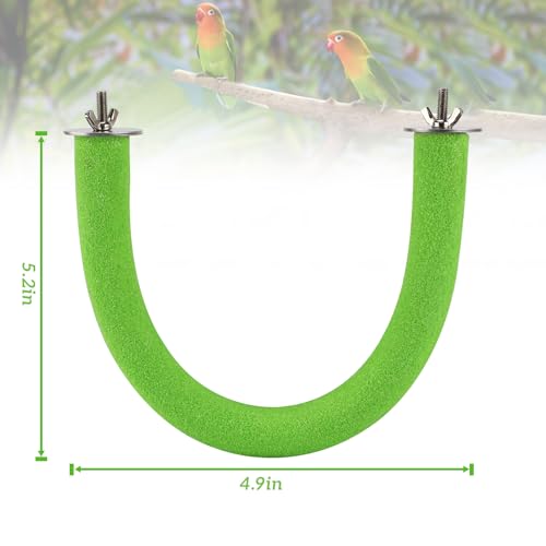 Rypet U-Shaped Parrot Perch, Quartz Bird Perch for Cage(Green S) | Safe Chew & Rest Perch for Large Birds, Durable Non-Toxic Cage Accessory, for Parakeets Cockatiels Conures Macaws - color: Green, size: Small