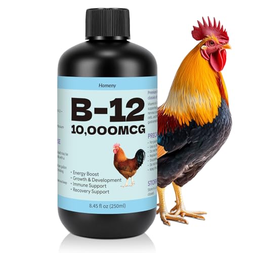 Vitamin B12 Liquid for Poultry, 10000 MCG Nutritional Supplement for Chickens, Supports Daily Vitality & Development, Liquid Vitamin Feed Additive for Hens, Roosters, Ducks, Geese & Turkeys