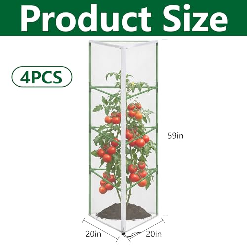 4 Pcs Garden Bird Netting for Triangle Plant Cage, 59" x 20" x 20" Tomato Cage Garden Net Cover with Zipper, Tomato Trellis Insect Bird Barrier Protection Mesh for Vertical Climbing Plant Vegetable - color: Triangular, size: 4 Pcs