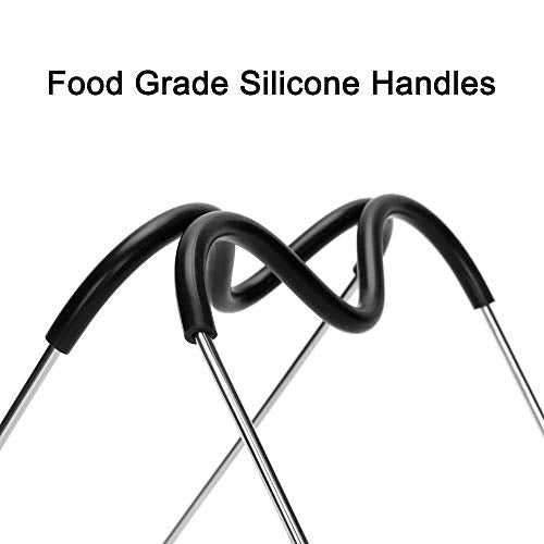 Steamer Rack Trivet with Heat Resistant Silicone Handles Compatible with Instant Pot Accessories 6 Qt 8 Quart, Stainless Steam Rack Pressure Cooker Trivet - Long Handles for Easy Chicken & Pot Removal - color: A-steamer Rack
