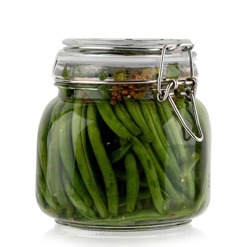 Glass Jar with Airtight Lid 24 oz | Food Storage Jar, Wide Mouth, Leak Proof Kitchen Canister - size: 24 oz