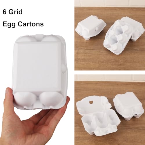 50 Pack Egg Baskets, Half Dozen Egg Cartons, Paper Egg Cartons, Egg Holder Hold 6 Eggs each for Safe Storage, Transport & Display - Ideal for Farm Fresh Eggs, Crafts, White(Standard Size) - size: 50 Pack Half Dozen White