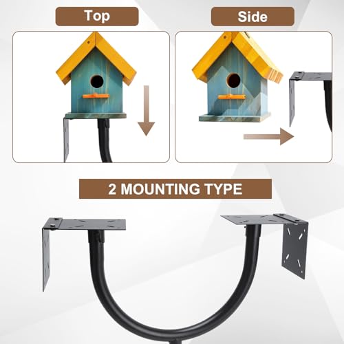 U-Shape 92" Bird Feeder Pole, Squirrel Proof 5-Prong Base for Bird Buddy | Squirrel baffle, 4 shepherd hooks, seed & birdbath tray; U-shape mount holds smart feeders & bird houses for yard garden
