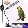 UVB Light for Birds, Full Spectrum LED Bird Cage Light for Parrot | UVB 2.4 Clip Lamp with 24H Cycle Timer for Captive Birds, a Round Platform Included, 3 Lighting Modes