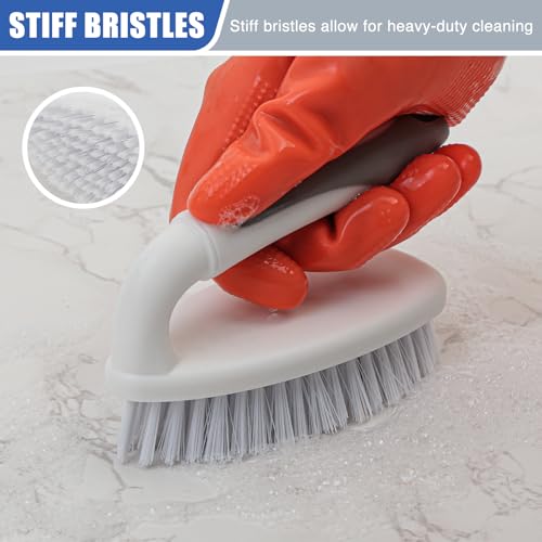 Heavy Duty Scrub Brush with Stiff Bristles 2 Pack Gray | Scrub Brushes for Cleaning Bathtub Scrubber Cleaning Brush for Bathroom, Shower, Kitchen, Sink, Carpet, Floor - color: Gray