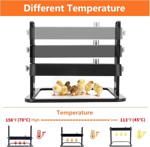 Chick Brooder Heater Plate, 10"x10" Brooder Plate for Chicks with Adjustable Temperature and Height, Brooder Heating Plate for Up to 15 Chicks