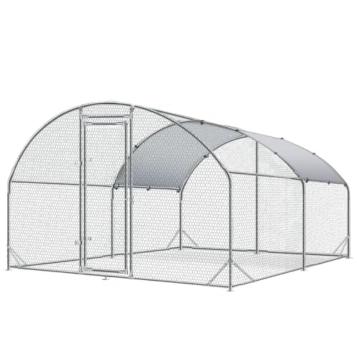 4ever2buy Metal Chicken Coop, 9.5x13 FT Walk-in Chicken Run Pen Poultry Cage, Water-Resistant & Anti-UV Cover, Large Chicken Coop for 12-15 Chickens - size: 154.8"L x 114.2"W x 76.0"H