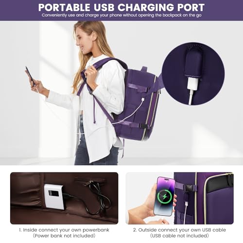 LOVEVOOK Travel Backpack for Women, 40L Carry On Backpack with 3 Packing Cubes,TSA Personal Item Travel Bag Airline Approved, Water Resistant Weekender Overnight Luggage Daypack, Fits 17 Inch Laptop - color: H-blue-purple-black, size: Large - 17.3 Inch -