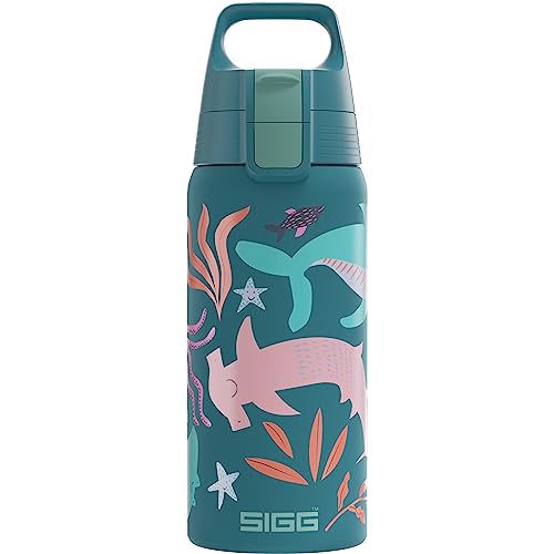 SIGG - Insulated Kids Bottle - Shield One Therm - For Carbonated Beverages - Dishwasher Safe - Stainless Steel - 17 Oz - color: Blue World
