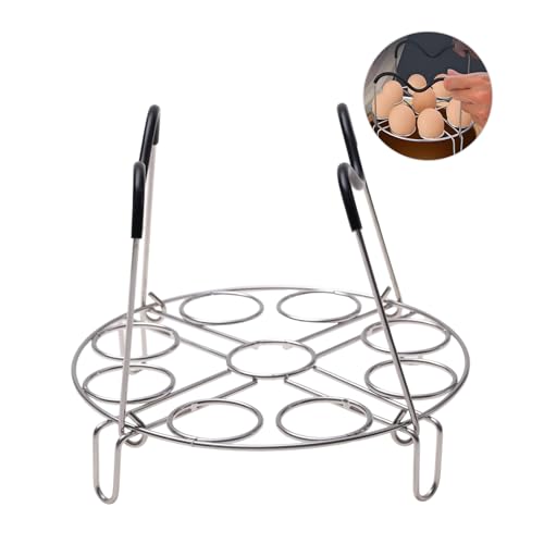 19.5cm Silver Egg Steamer Rack, Heat Resistant Silicone Handle | 19.5cm/7.68inch Steamer Rack Trivet for Instant Pot Accessories Stainless Steel Egg Assit fit, Kitchen Steam Rack Cook 9 Eggs - color: Egg Steamer Rack Trivet
