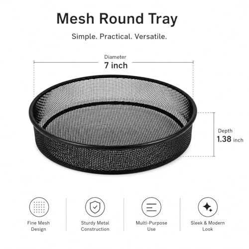 2 Pack Metal Bird Feeder Tray - 7 Inch Mesh Tray Platform for Outdoors Backyard Porch, Drainage Mesh Holes, Easy to Refill & Clean, Weatherproof - color: Black