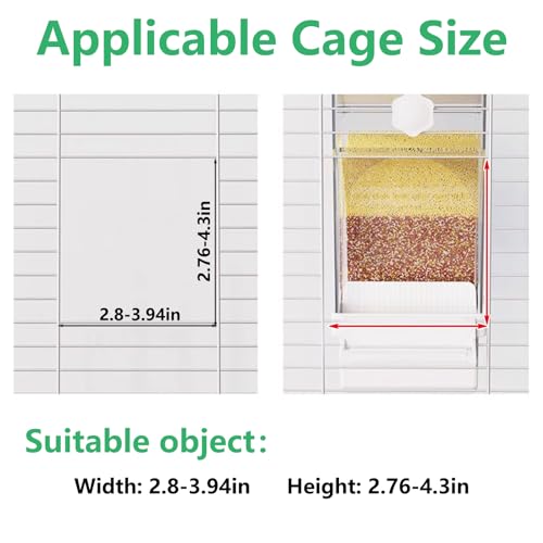 Hamiledyi Automatic Bird Feeder No Mess Bird Cage Feeder Transparent Acrylic Parrot Seed Food Container with Perch Cage Accessories for Parakeet Finch Lovebirds Budgies Canary (White) - color: White Transparent