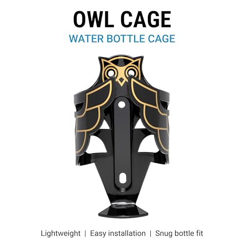 Portland Design Works Water Bottle Cage - Lightweight Water Bottle Holder for Bikes, Owl Cage, Black/Gold - style: Owl Cage- Black/Gold