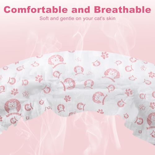 Disposable Cat Diapers, 40 Count – Perfect for Both Male and Female Cats, for Elderly, (S) Incontinent, or Post-Surgery Cats and Dog – Leak-Proof, Super Absorbent & Hypoallergenic Pet Diapers - size: S