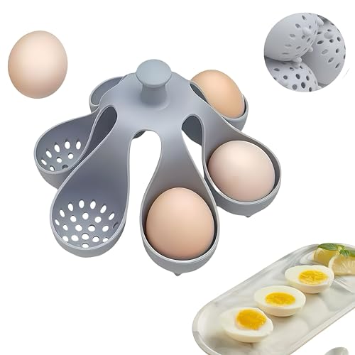 Silicone Egg Boiler Rack, Freestanding Egg Boiler,egg boiler holder,Silicone Boiled Egg Cooker,Storage and Egg Rack for Making Soft or Hard Boiled Eggs,Holds 6 Eggs, for Cooking Kitchen Gadget, Gray